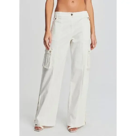 SER.O.YA $345 Women's Annika High Waisted Wide Leg Ruched Cargo Pants 26